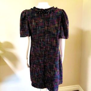 1901 BLACK CHANEL STYLE DRESS WITH FRINGE AND FULLY LINED SIZE 14